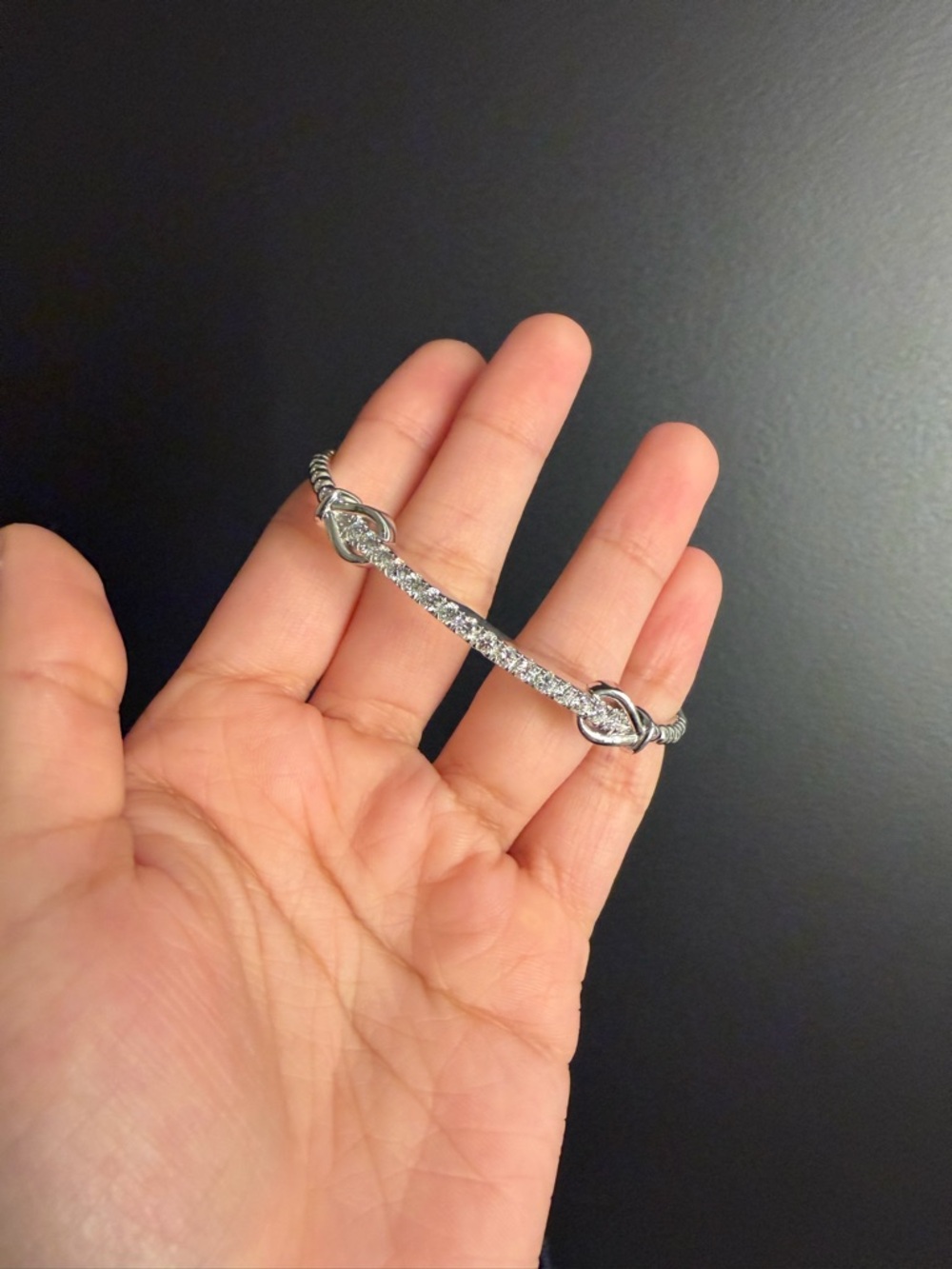 Sterling Silver and Lab Grown Diamond Flexible Bangle
